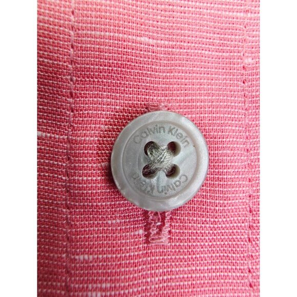 Calvin Klein Size Medium Mens Pink White Accent Embroidered Chest Logo Shirt - Picture 5 of 11